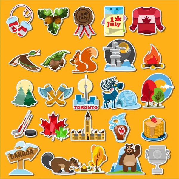 Canadá pegatinas conjunto — Vector de stock