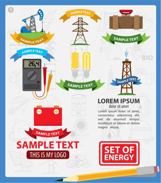 Kurdele ile enerji logoları — Stok Vektör