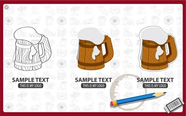 맥주 머그잔 로고 세트 — 스톡 벡터