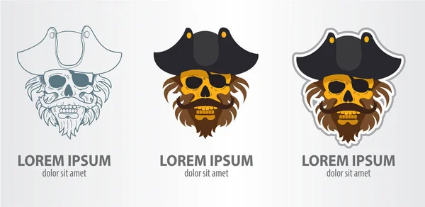 Logos crâne pirate ensemble — Image vectorielle