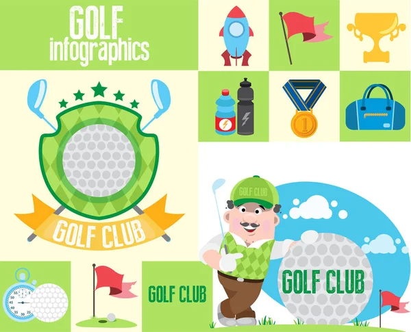 Golf club en golf infographics — Stockvector