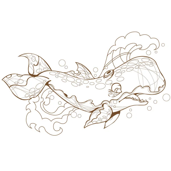 Personaggio balena cartone animato — Vettoriale Stock
