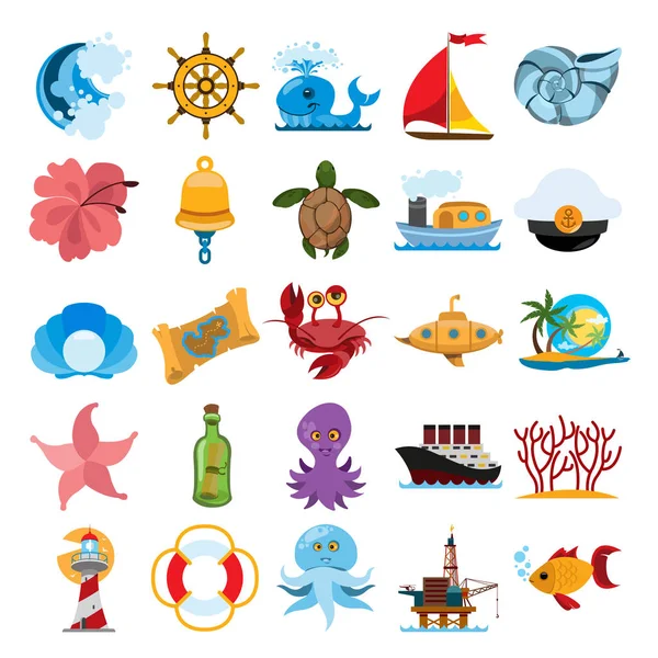 Ensemble d'icônes de mer — Image vectorielle