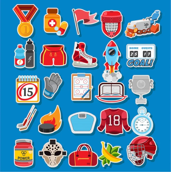 Ensemble d'icônes de hockey sur glace — Image vectorielle
