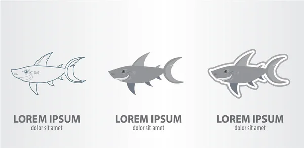 Köpekbalığı logolar seti — Stok Vektör