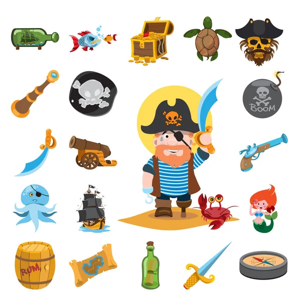 Conjunto de iconos piratas — Vector de stock