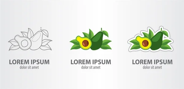Avocado Logos Set — Stockvektor