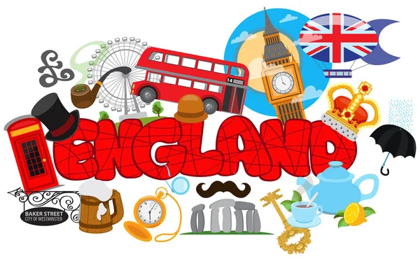 Inglaterra viaje destino concepto — Vector de stock