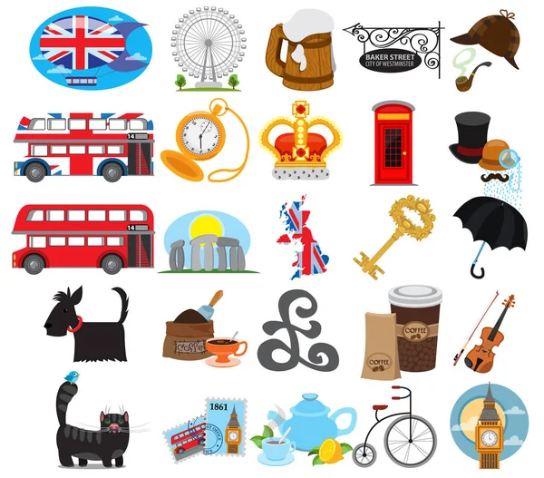 England icons set — Stock Vector