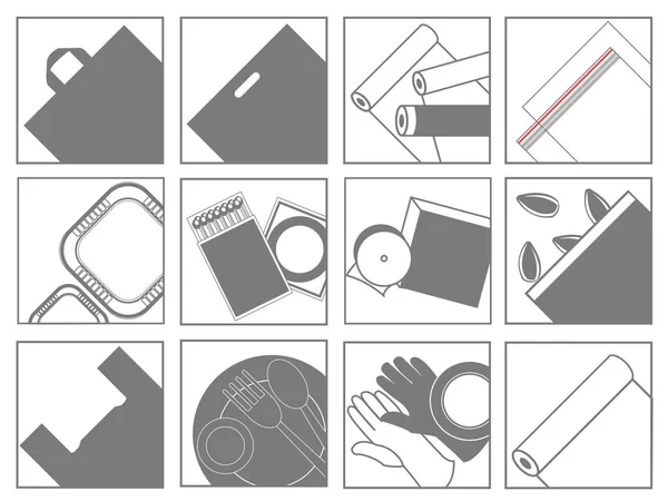 塑料制品、 一次性用品 — 图库矢量图片