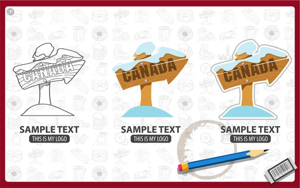 Poteau indicateur en bois Logos du Canada — Image vectorielle