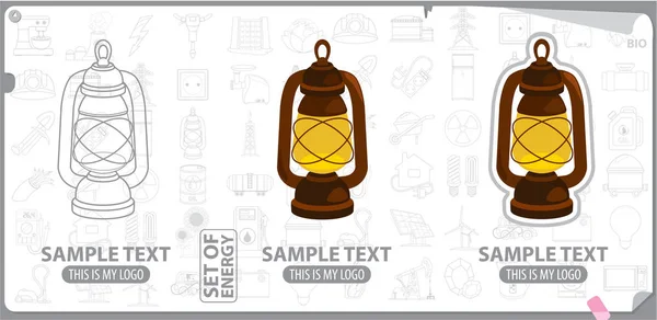 Old kerosene lamp — Stock Vector