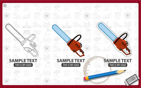 チェーンソー ロゴ セット — ストックベクタ