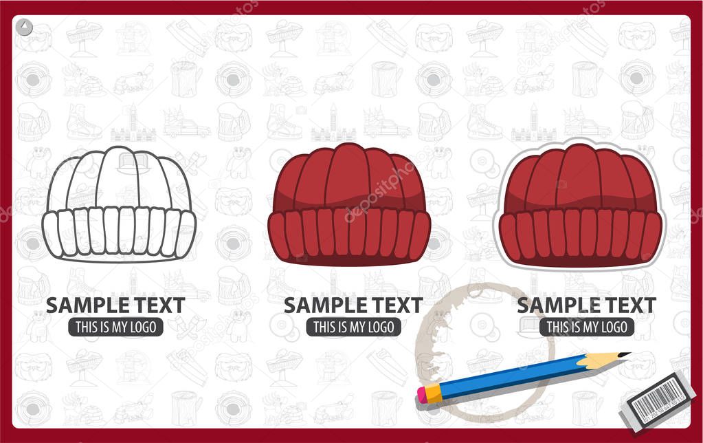 Knitted cap logos set 