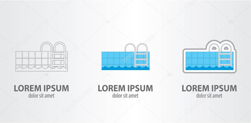 Pool logos set on grey gradient background