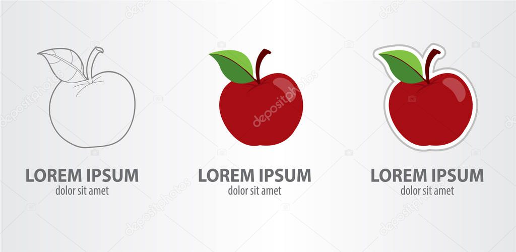 Apple logos set on grey background with place for text