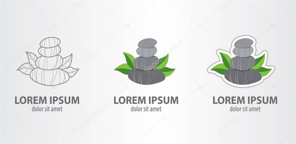 Spa stones logos set on grey background with place for text
