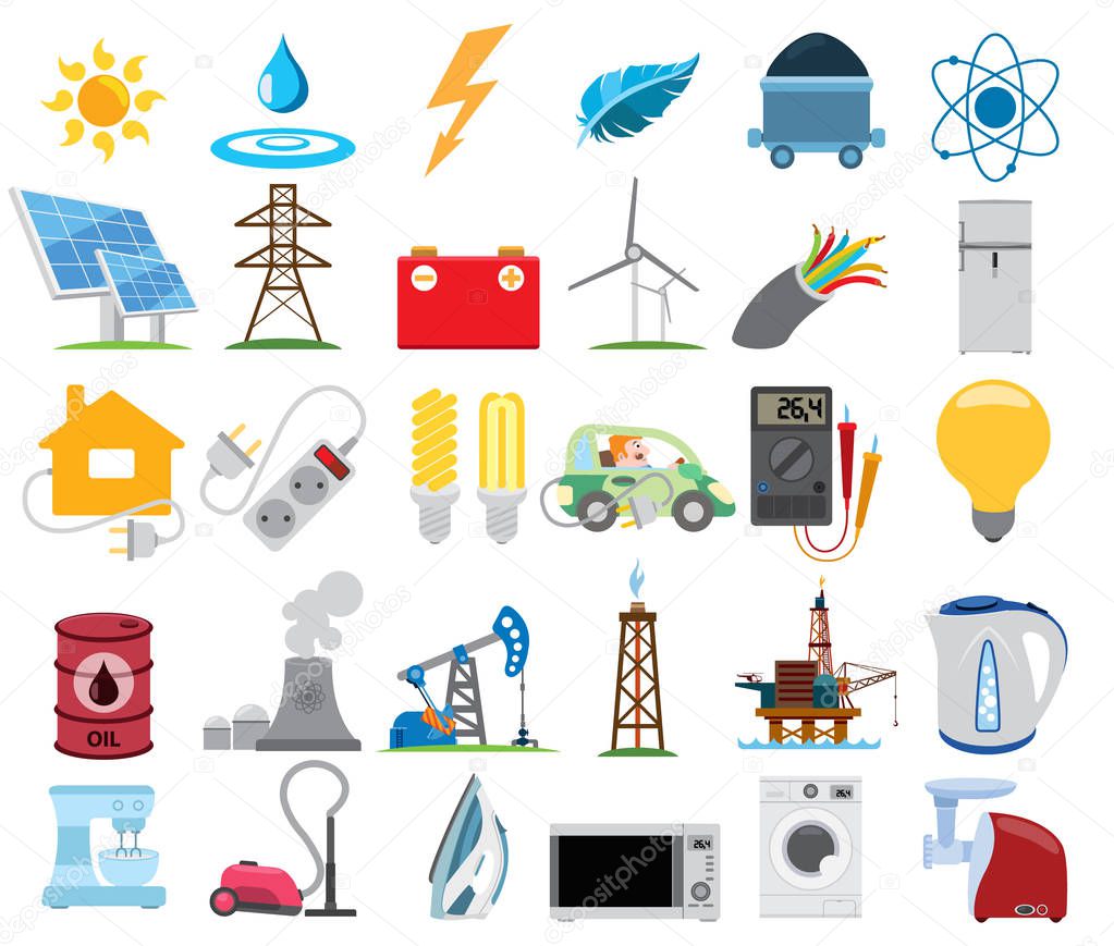 Infographics of energetics, electricity