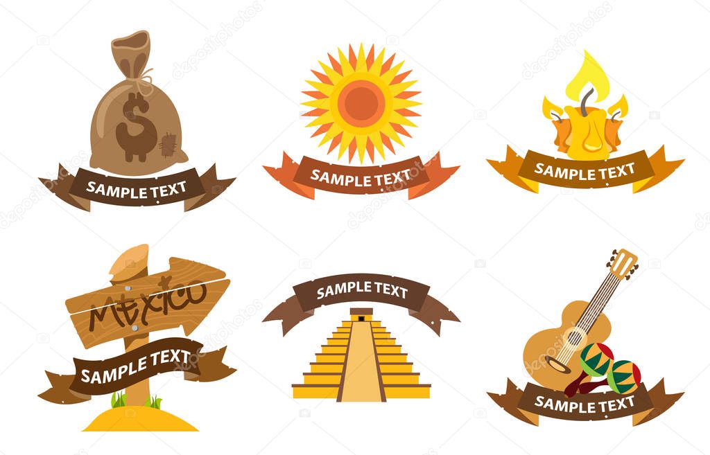 Mexico logos set isolated on white background