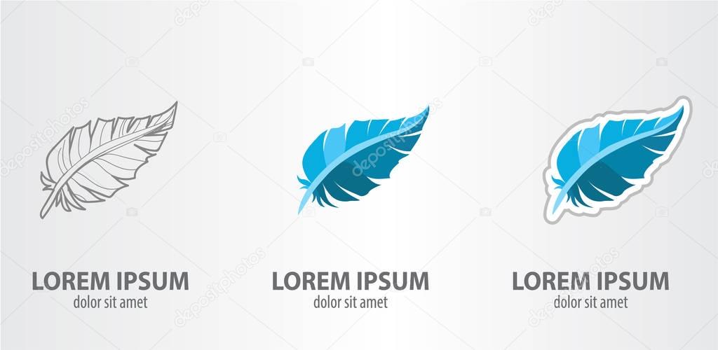 Feathers logos set on grey background with place for text