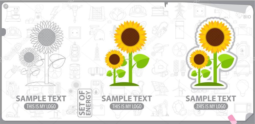Sunflower logos set 