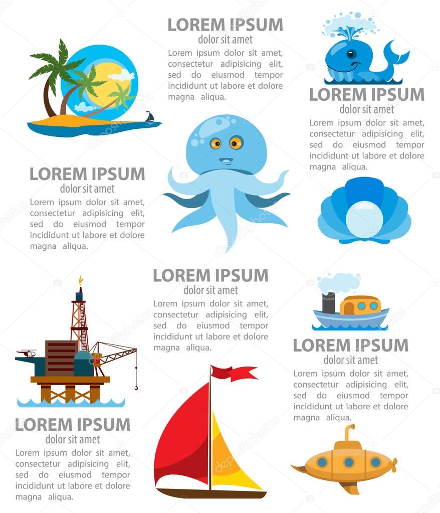 Marine infographics elements