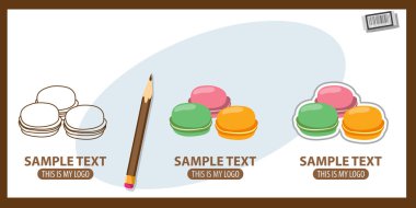 Fransızca macaroons logolar seti 