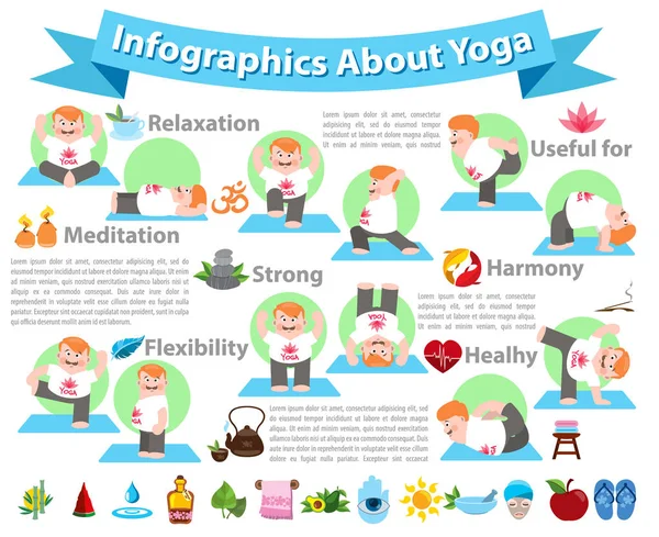 Yoga infographics, gezonde levensstijl — Stockvector