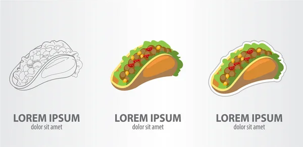 Juego de logos de tacos mexicanos — Archivo Imágenes Vectoriales