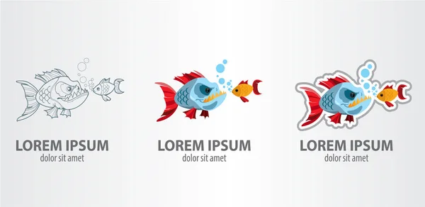 Fisk logotyper set — Stock vektor
