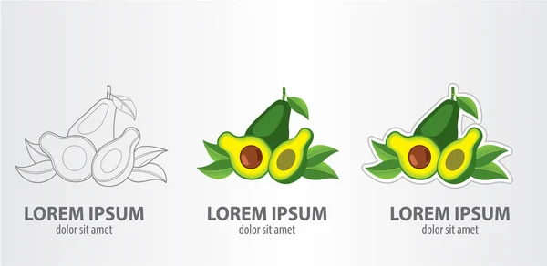 Avokado logolar seti — Stok Vektör