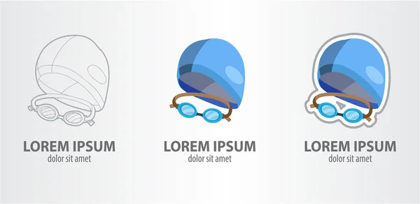 Cappellino da piscina con occhiali — Vettoriale Stock