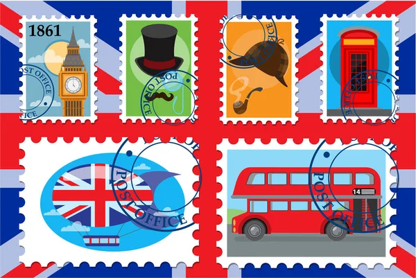 Postzegels, Engeland — Stockvector