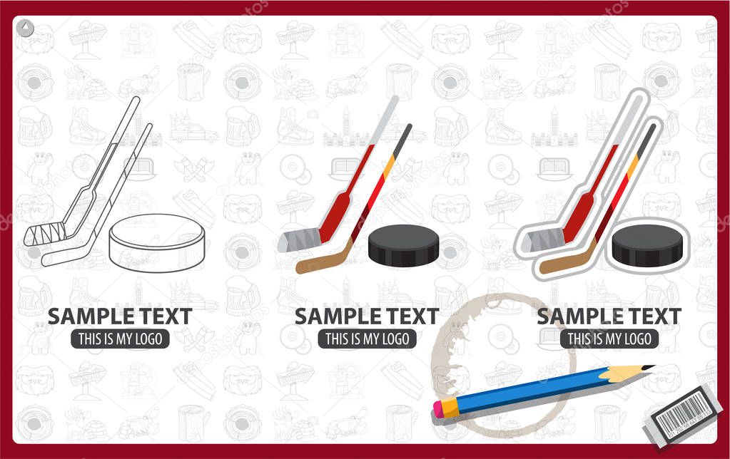 Hockey sticks and puck logo, ice hockey