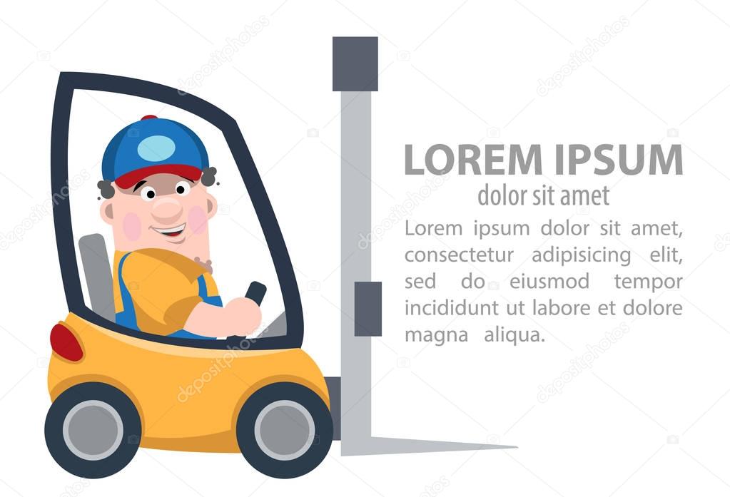 Worker of delivery service. Cartoon character. Place for text