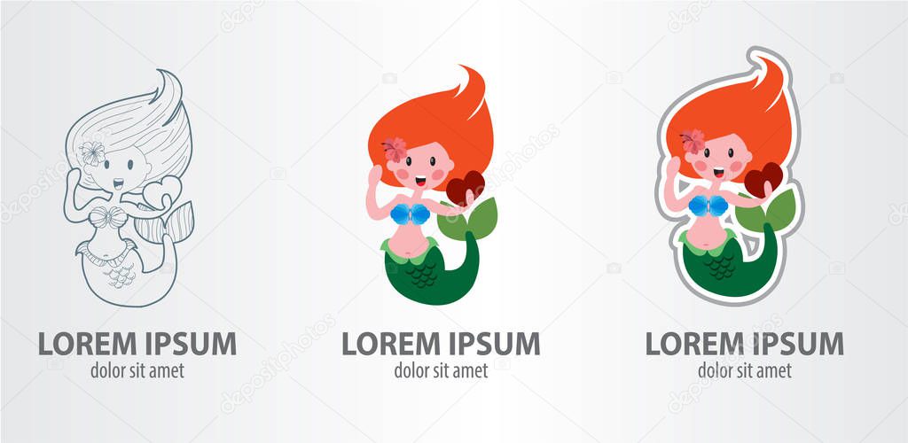 Mermaid logos set 