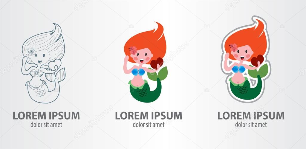Mermaid logos set on grey background with text