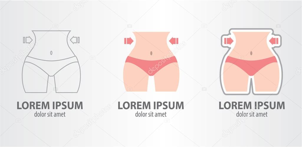 Slim body or weight loss logos set on grey gradient background