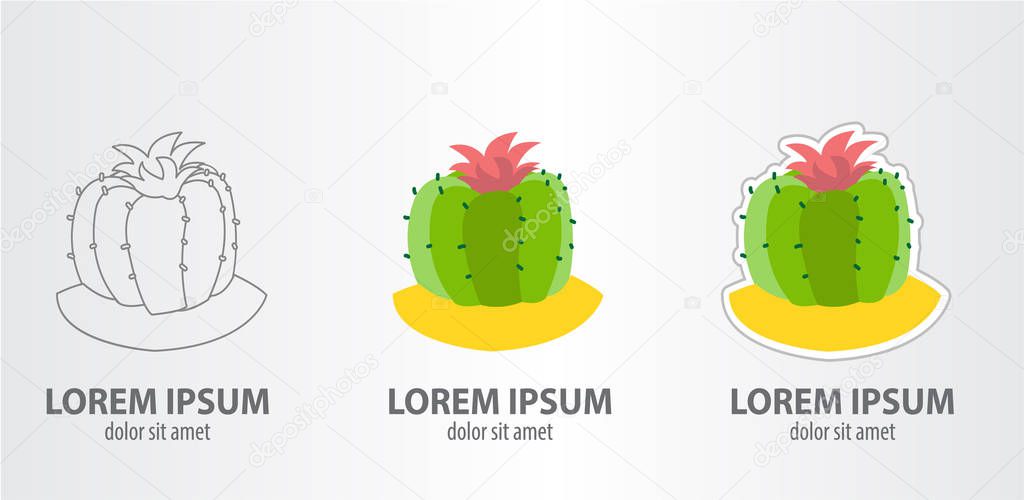 Round cactus logos set 