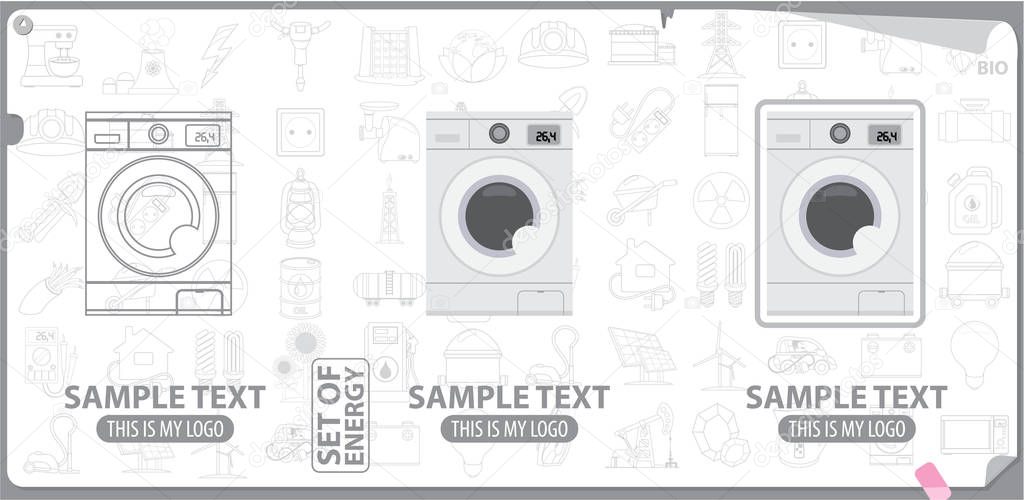 Washing machine logos set 