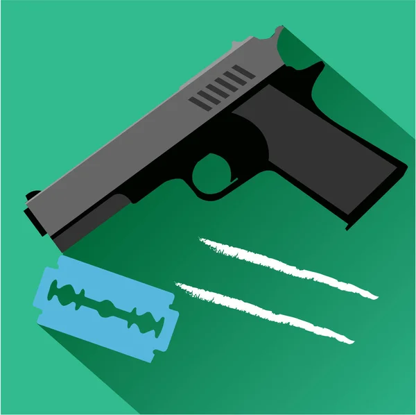 La pistola y el icono de una hoja de afeitar . — Vector de stock