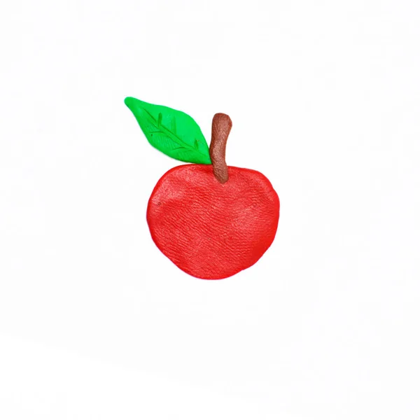 Red apple from plasticine. — Stock Photo, Image