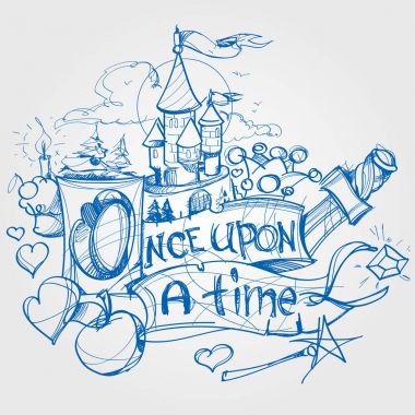 Öykü, kontur kroki Kitap Illustration
