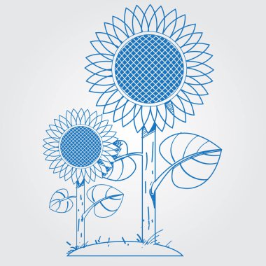 Karikatür tarzı ayçiçeği logo. 