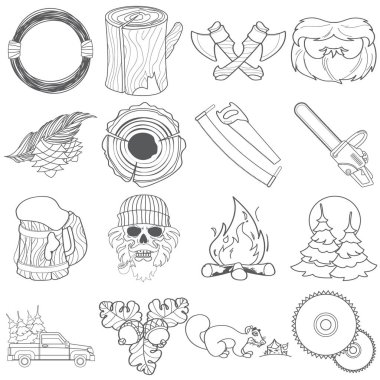 Ormancılık dizi simgeleri ve logolar 