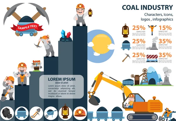 Ícones da indústria do carvão —  Vetores de Stock