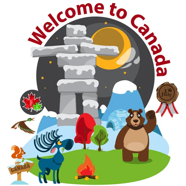 Üdvözöljük banner, a szimbólumok, Kanada. — Stock Vector