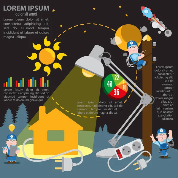 Elektrische Energie in unserem Leben, Symbole — Stockvektor