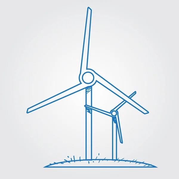 Логотип ветряных мельниц. Рисунок контура . — стоковый вектор