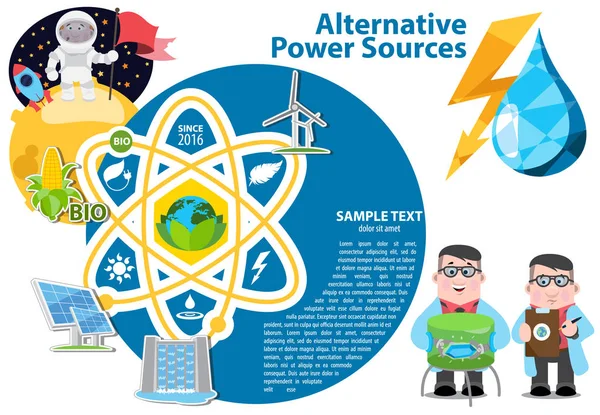 Ícones e caracteres de energia alternativa . — Vetor de Stock